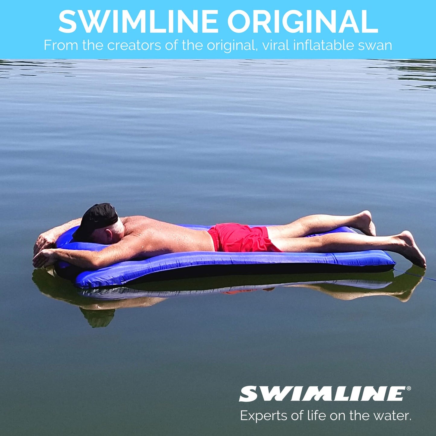 Swimline Original Fabric-Covered Pool Float Mattress – Large Lounger with Headrest