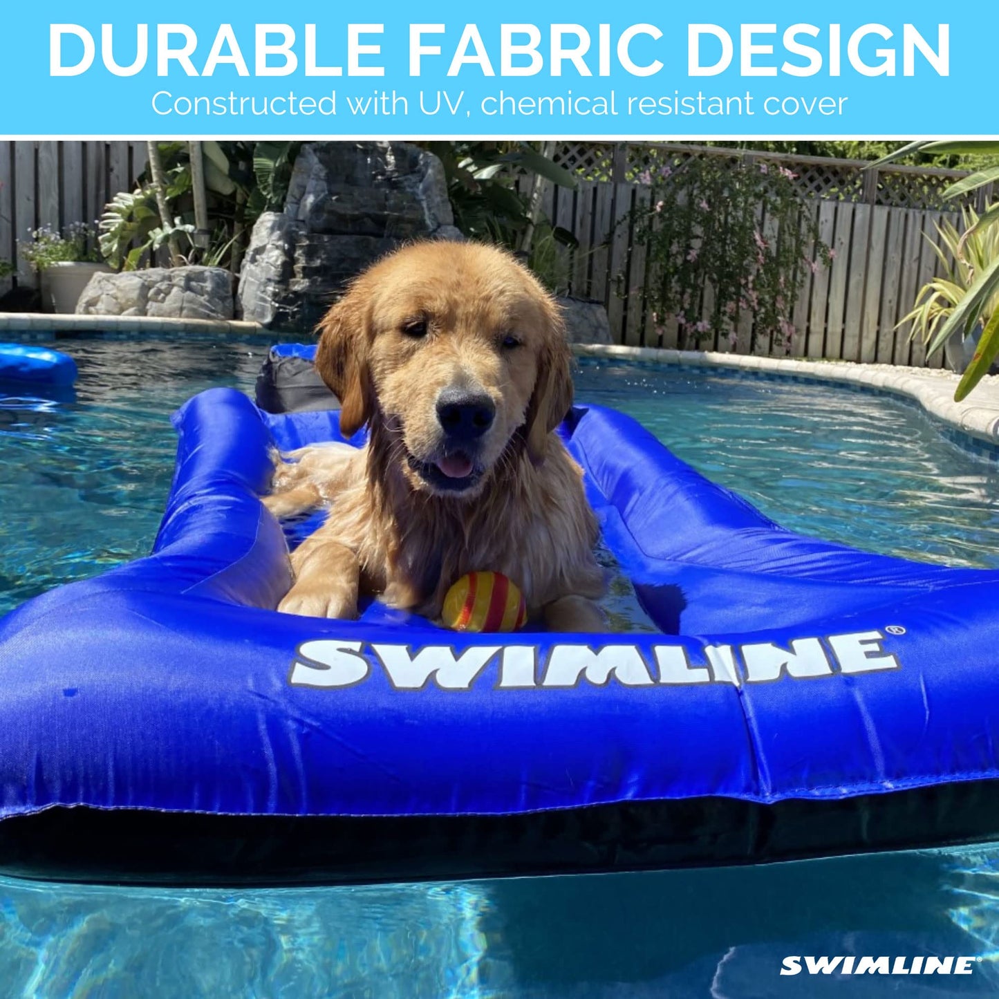 Swimline Original Fabric-Covered Pool Float Mattress – Large Lounger with Headrest