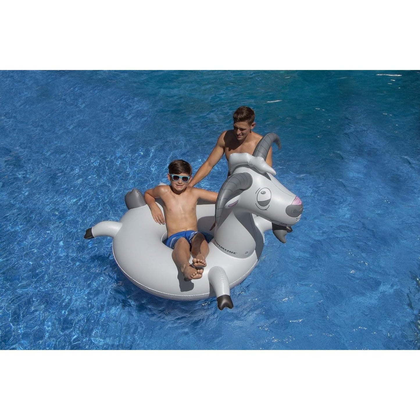Swimline Goat Inflatable Swim Ring – Grey (56/46/16-44) | Durable Pool Float