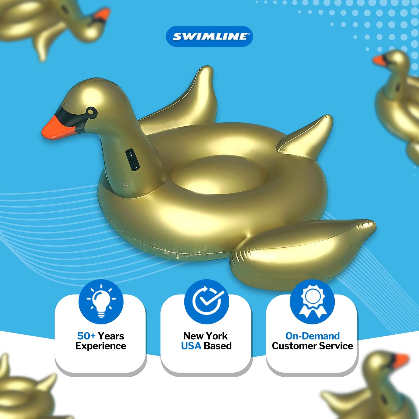 Swimline Original 90701 Inflatable Golden Goose Pool Float — Large Ride-On Lounge with Stable Wings