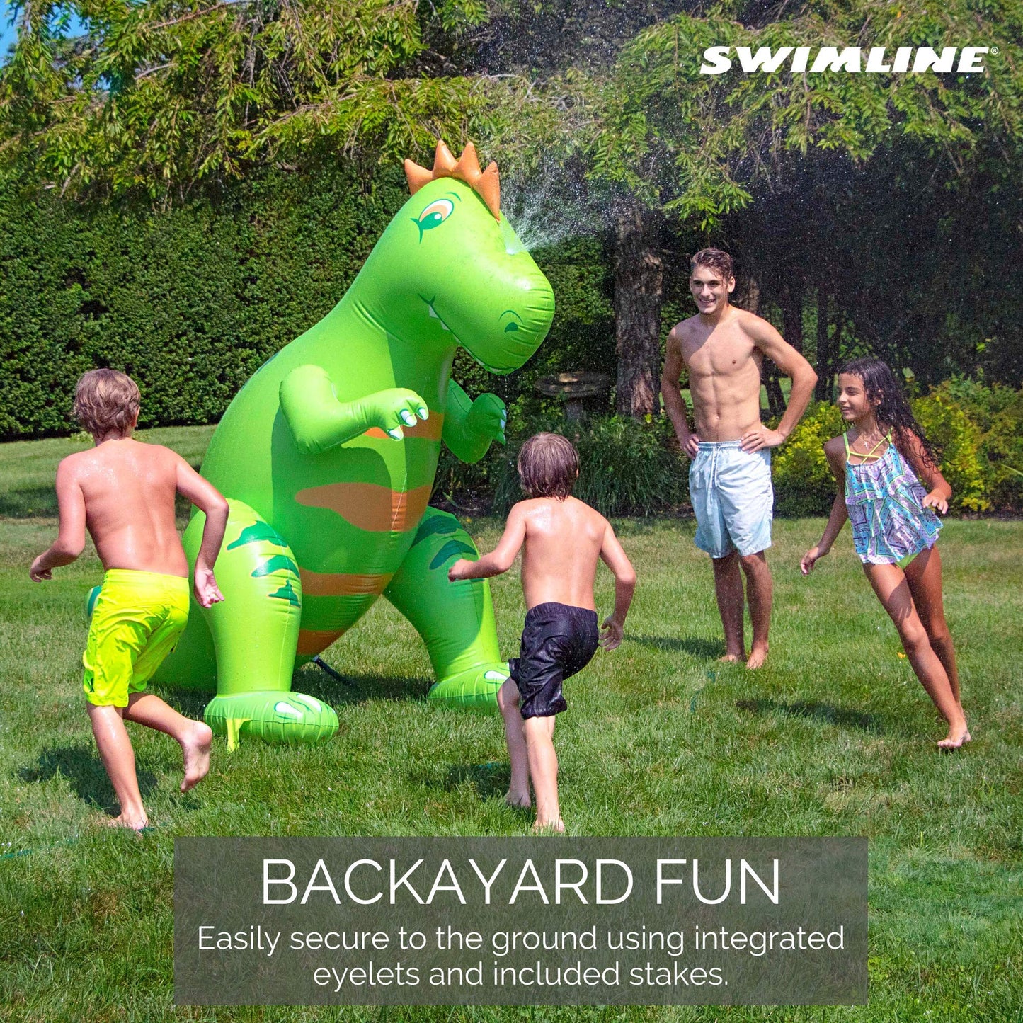 Swimline Humongous Backyard Dinosaur Sprinkler — 7 Ft Tall, Quick Setup, Standard Hose