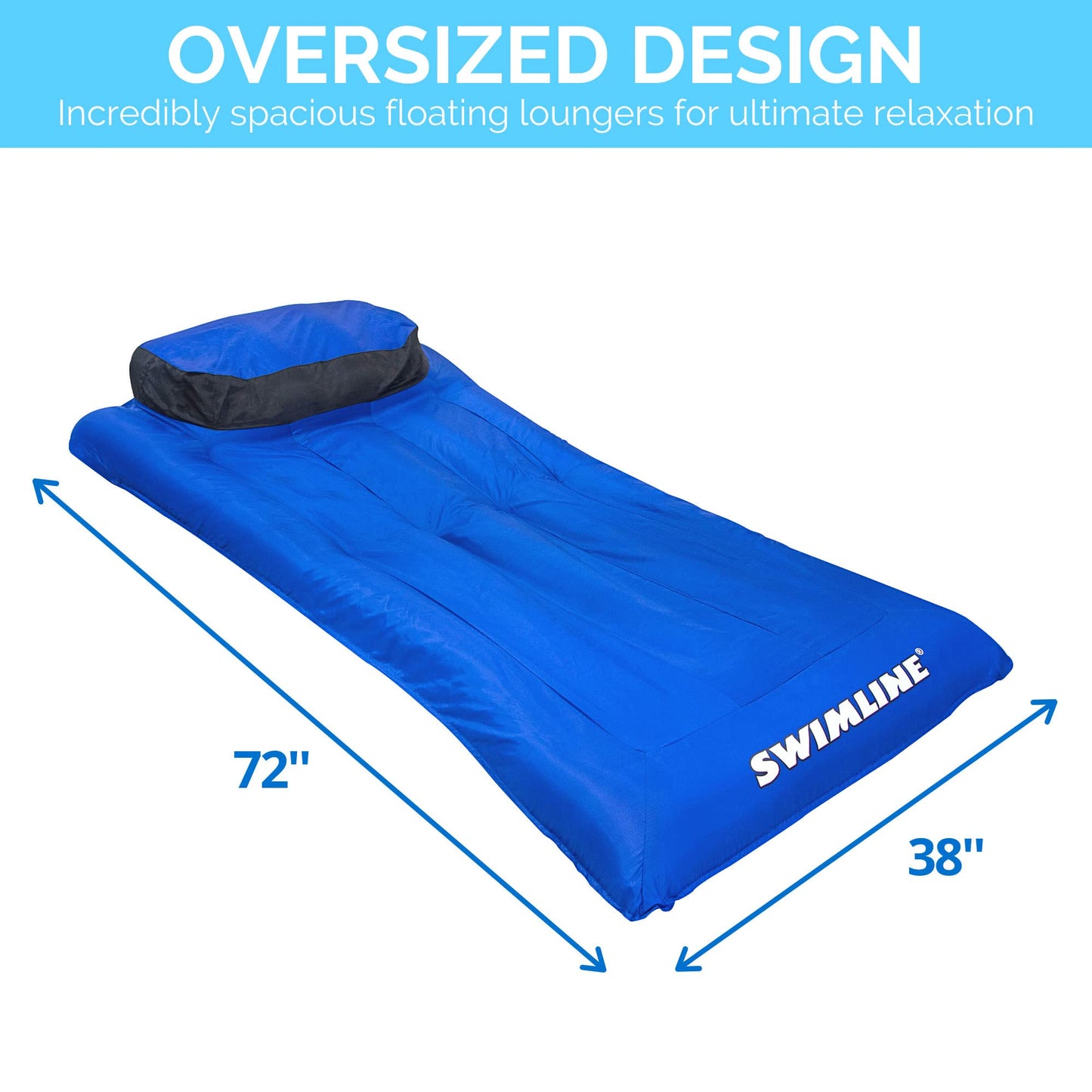 Swimline Original Fabric-Covered Pool Float Mattress – Large Lounger with Headrest
