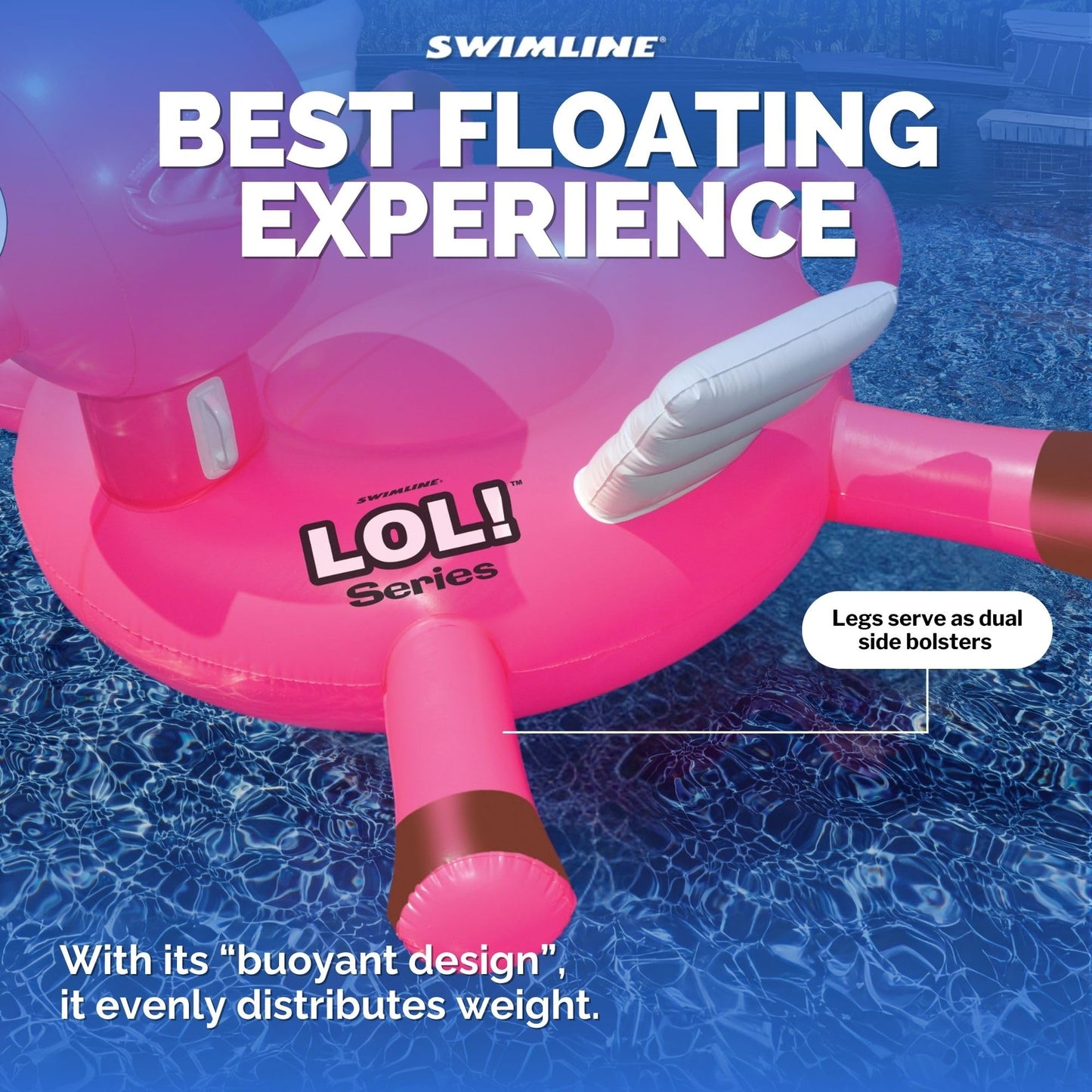 Swimline Original 90266 Giant LOL Pig Pool Float - Oversized Ride-On Lounger with Stable Legs & Wings