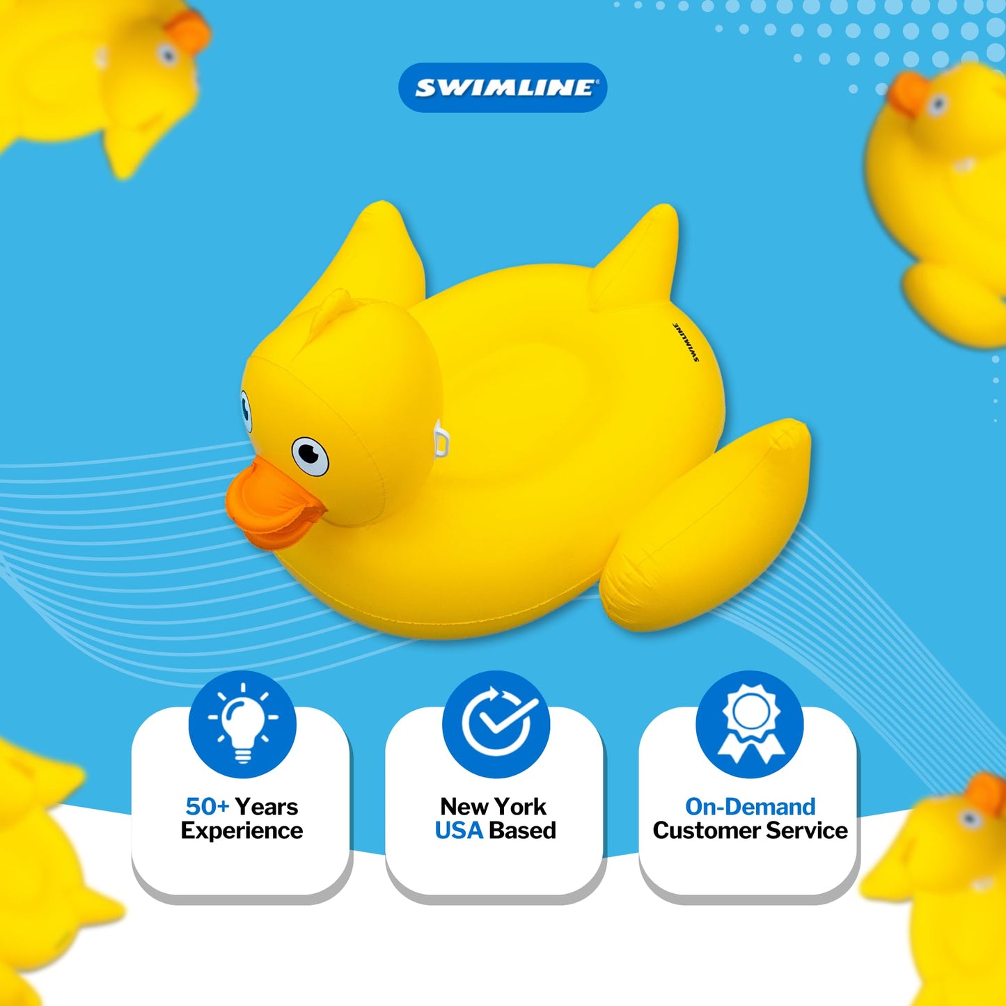 Swimline Original 90620 Giant Inflatable Lucky Ducky Pool Float – Oversized Ride-On Lounge Float