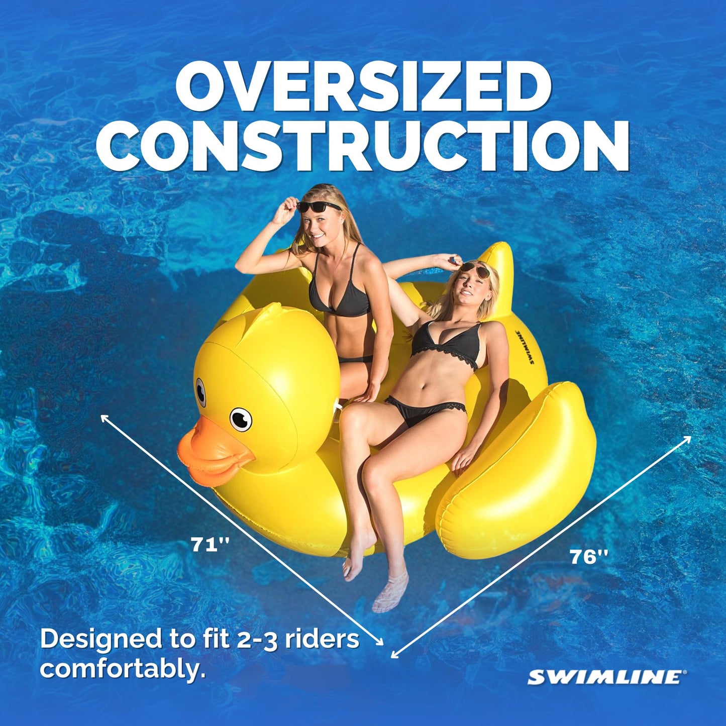 Swimline Original 90620 Giant Inflatable Lucky Ducky Pool Float – Oversized Ride-On Lounge Float