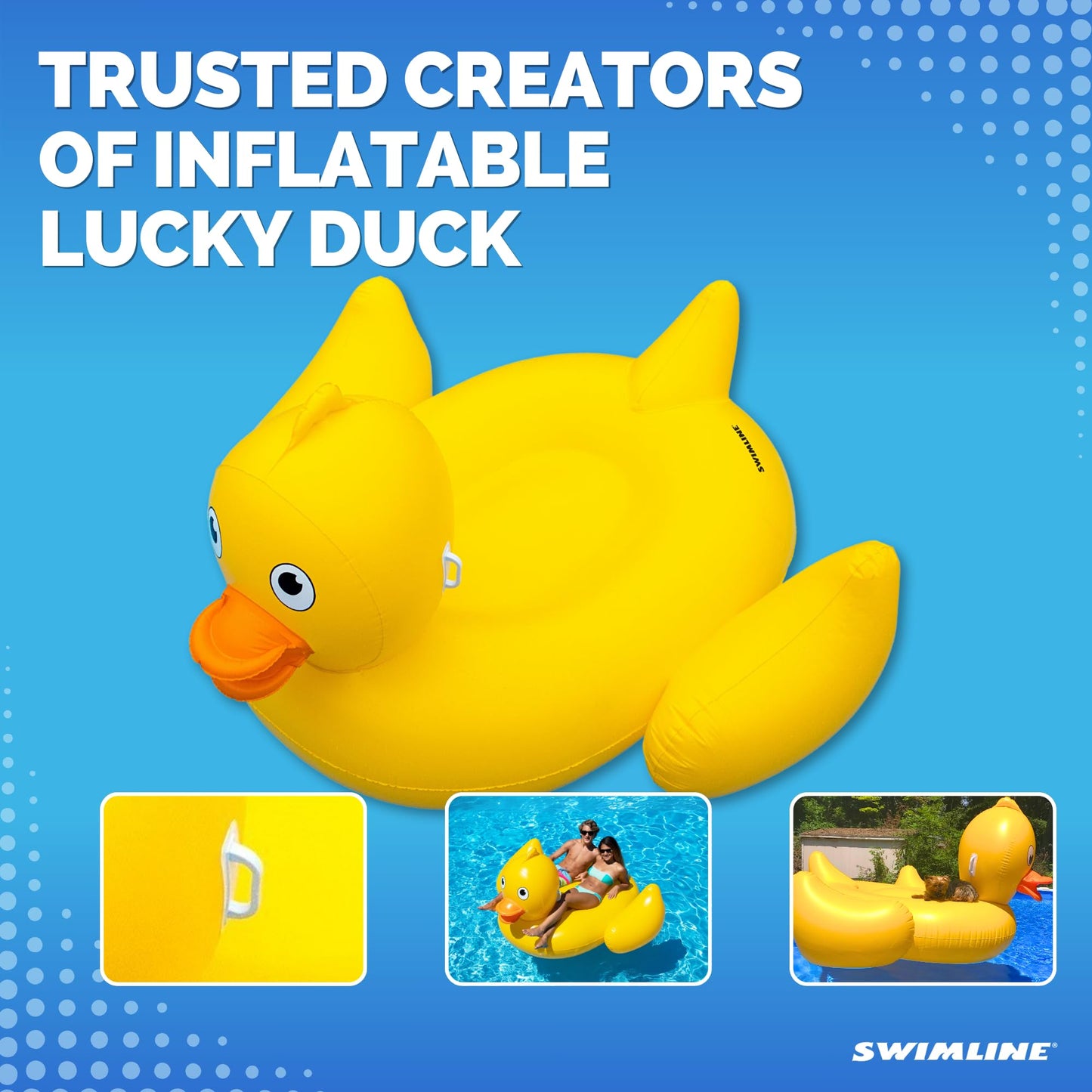 Swimline Original 90620 Giant Inflatable Lucky Ducky Pool Float – Oversized Ride-On Lounge Float