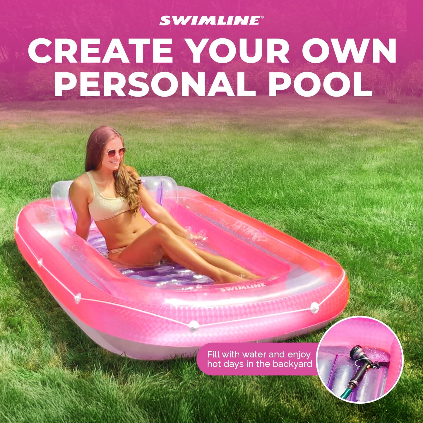 Swimline Original Suntan Tub Classic Edition Inflatable Lounger – Pink & Purple
