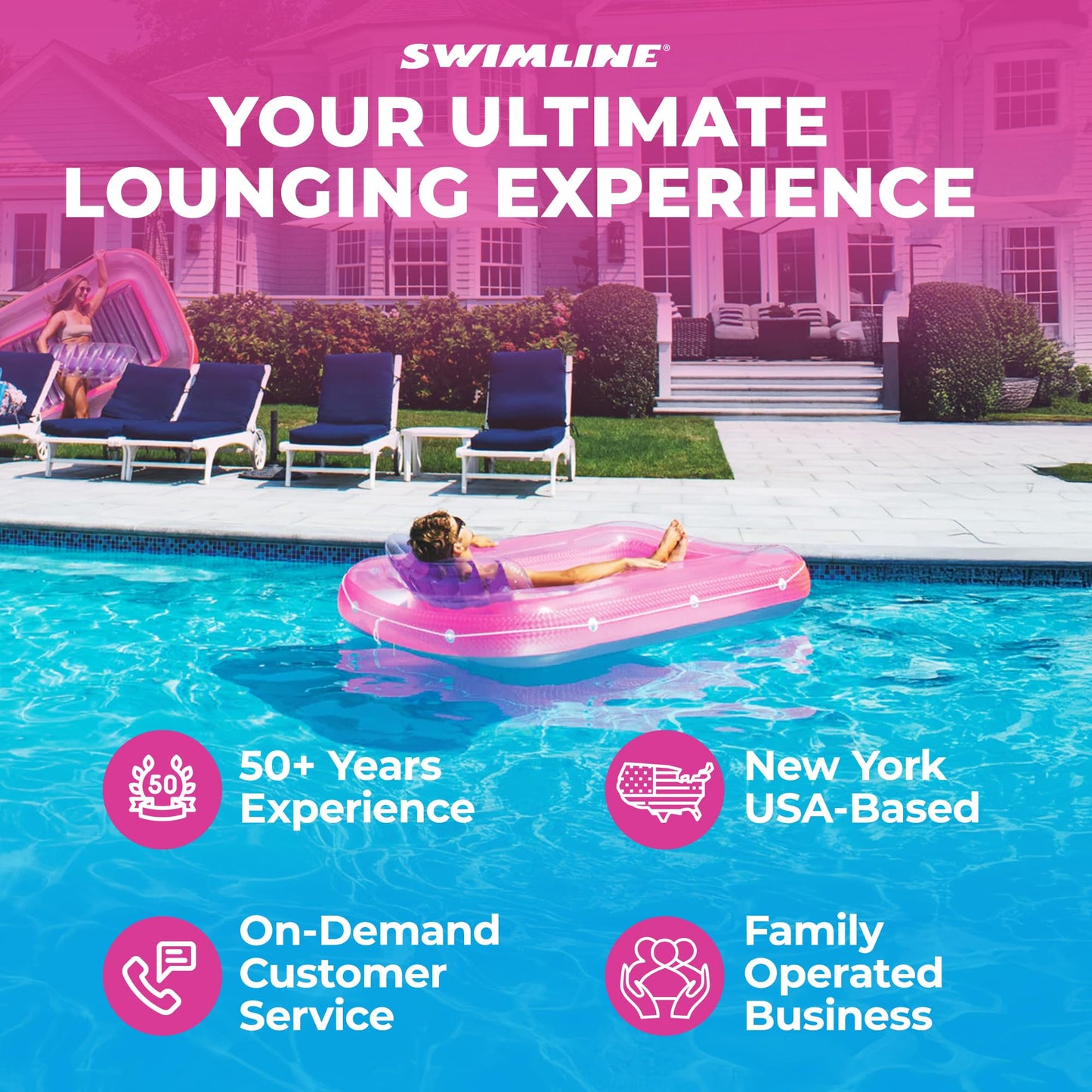 Swimline Original Suntan Tub Classic Edition Inflatable Lounger – Pink & Purple