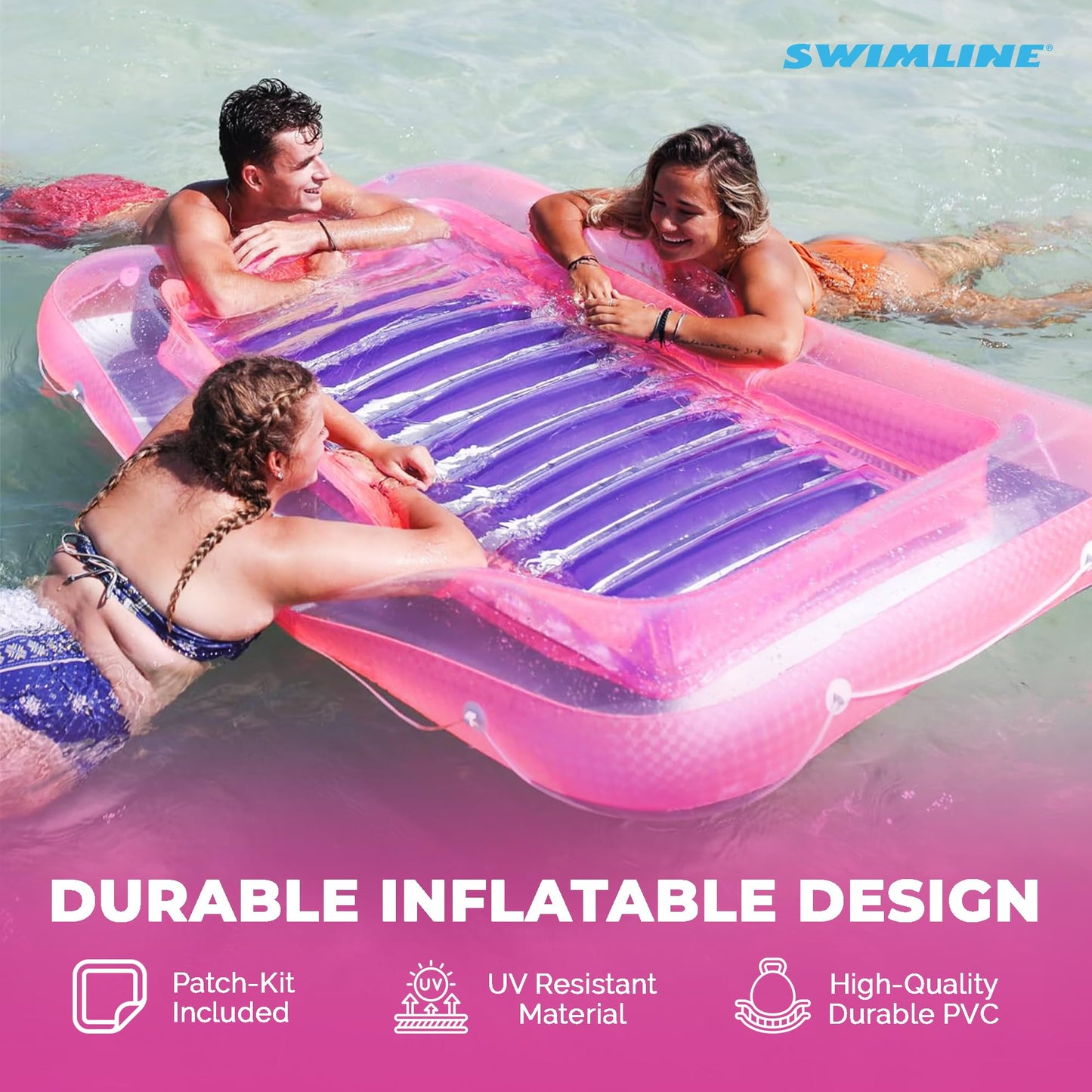 Swimline Original Suntan Tub Classic Edition Inflatable Lounger – Pink & Purple