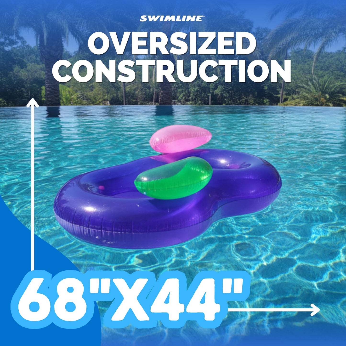 Swimline Side by Side Pool Lounger Float – Durable Double Backrest Lounge for Pools