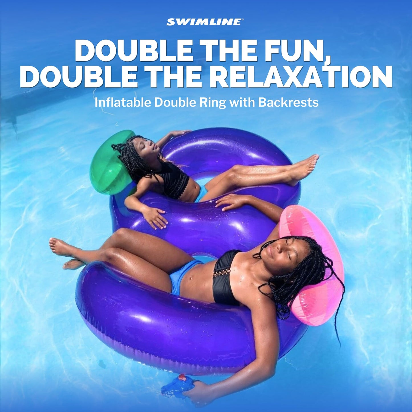 Swimline Side by Side Pool Lounger Float – Durable Double Backrest Lounge for Pools