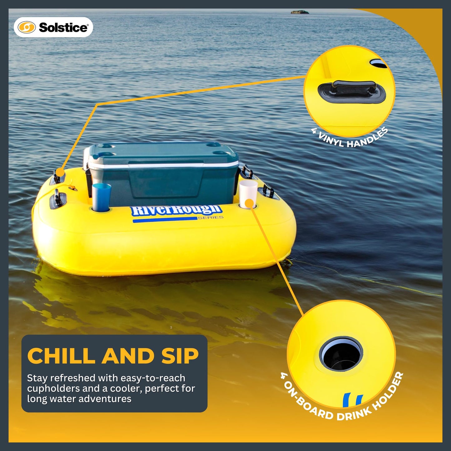 Swimline SOLSTICE Inflatable Cooler Raft – 55 Inch, Heavy-Duty, Four Cupholders