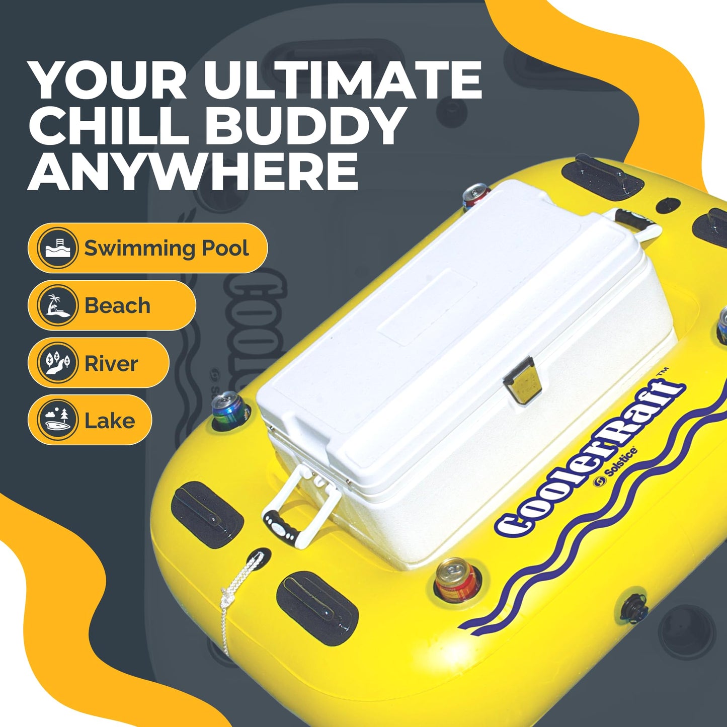 Swimline SOLSTICE Inflatable Cooler Raft – 55 Inch, Heavy-Duty, Four Cupholders