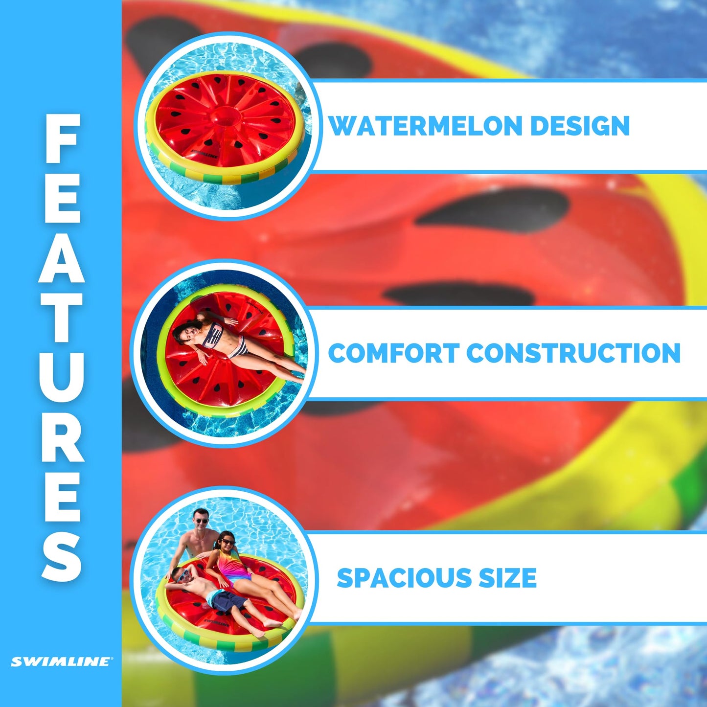 Swimline Watermelon Slice Floating Pool Island - 60in Diameter