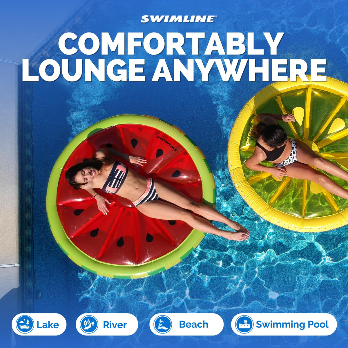 Swimline Watermelon Slice Floating Pool Island - 60in Diameter