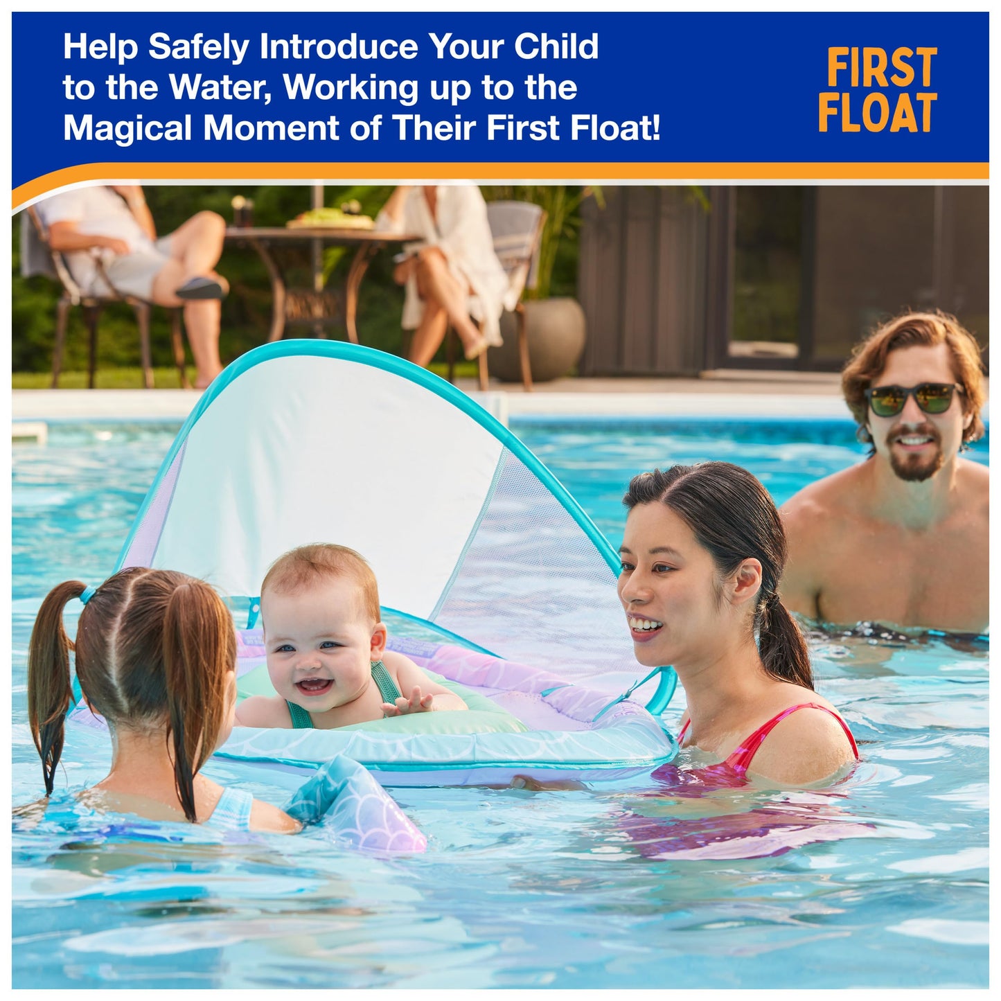 SwimWays Baby Spring Float Mermaid Canopy – 9-24 Months | UPF Protection | Hyper-Flate