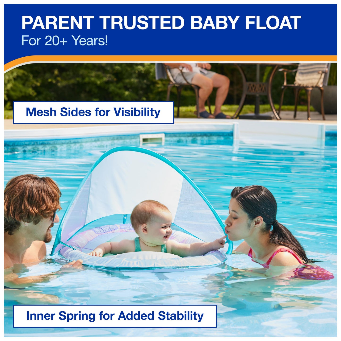 SwimWays Baby Spring Float Mermaid Canopy – 9-24 Months | UPF Protection | Hyper-Flate
