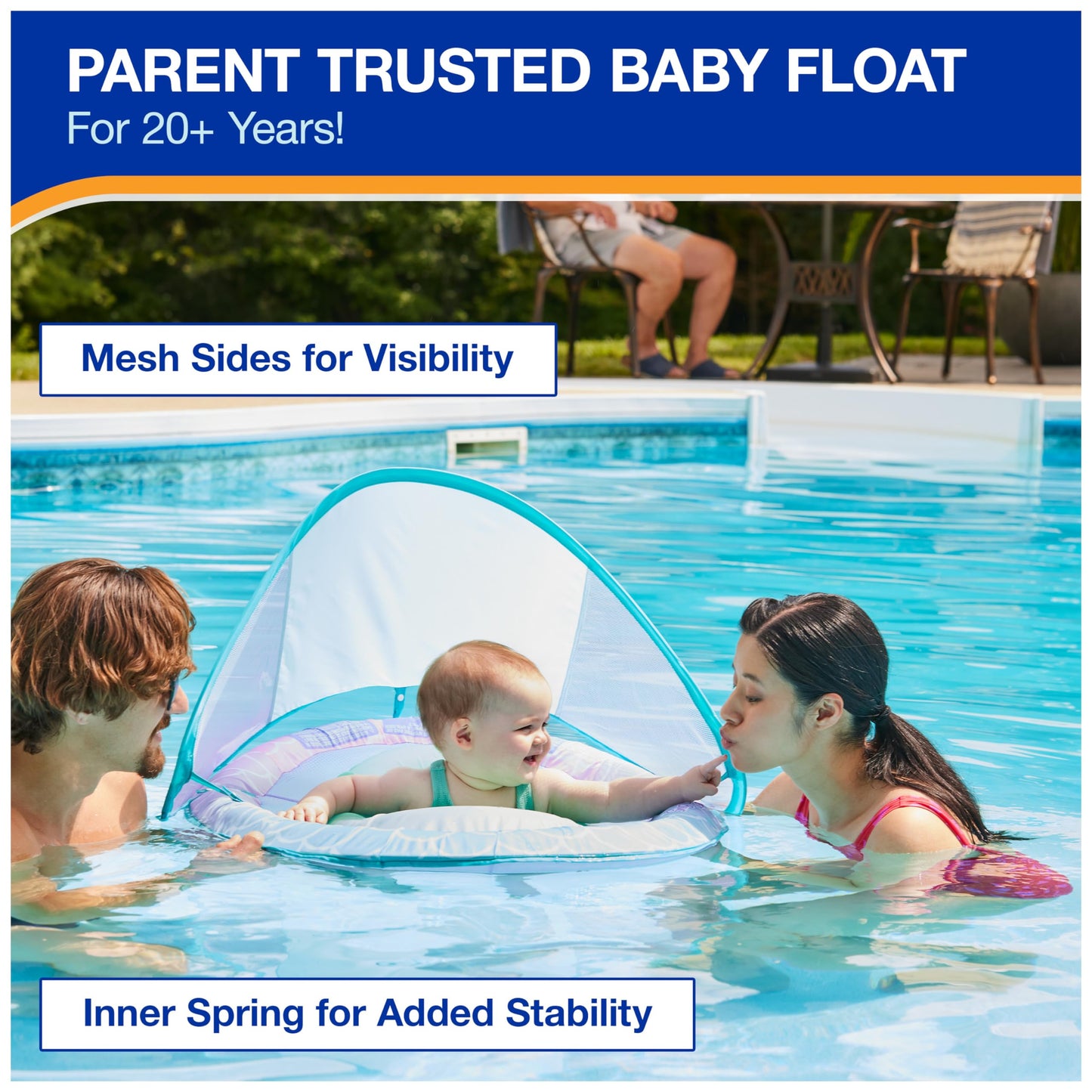 SwimWays Baby Spring Float Shark with Canopy | Safe Water Play for 9–24 Months