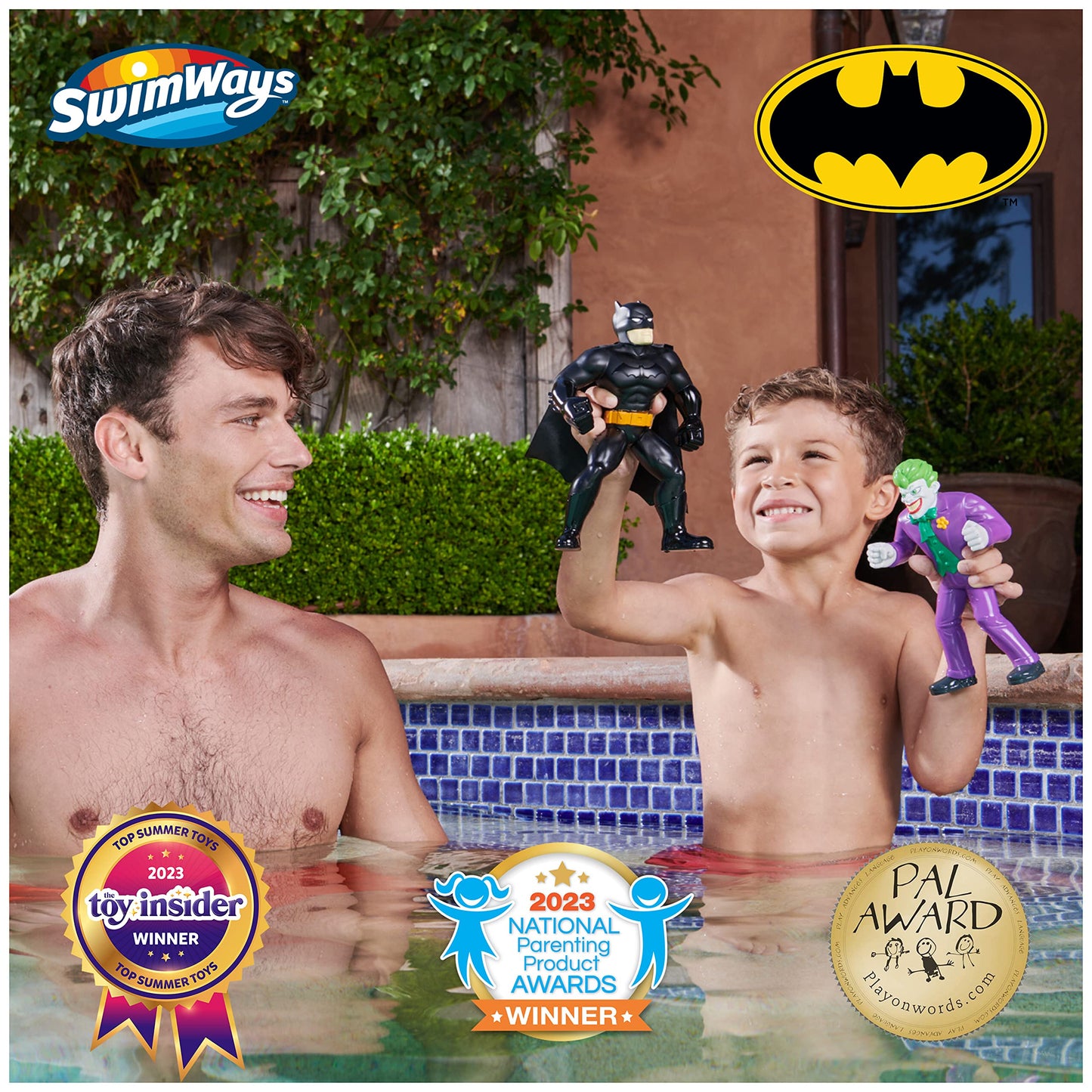 SwimWays DC Batman Floatin' Figures 2-Pack – Batman & Joker Pool Toys for Kids Aged 3+