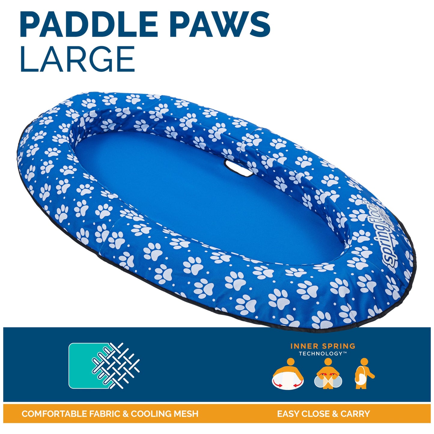 SwimWays Paddle Paws Spring Float Dog Raft – Large 65+ lbs, Blue