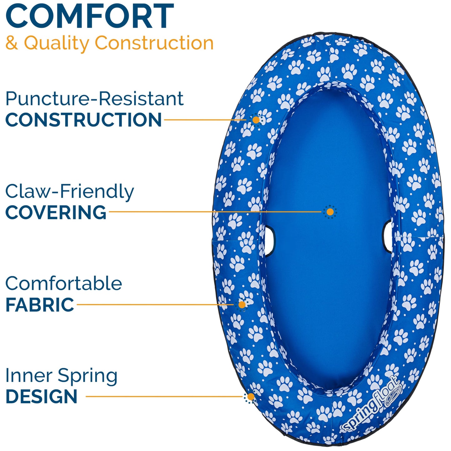 SwimWays Paddle Paws Spring Float Dog Raft – Large 65+ lbs, Blue