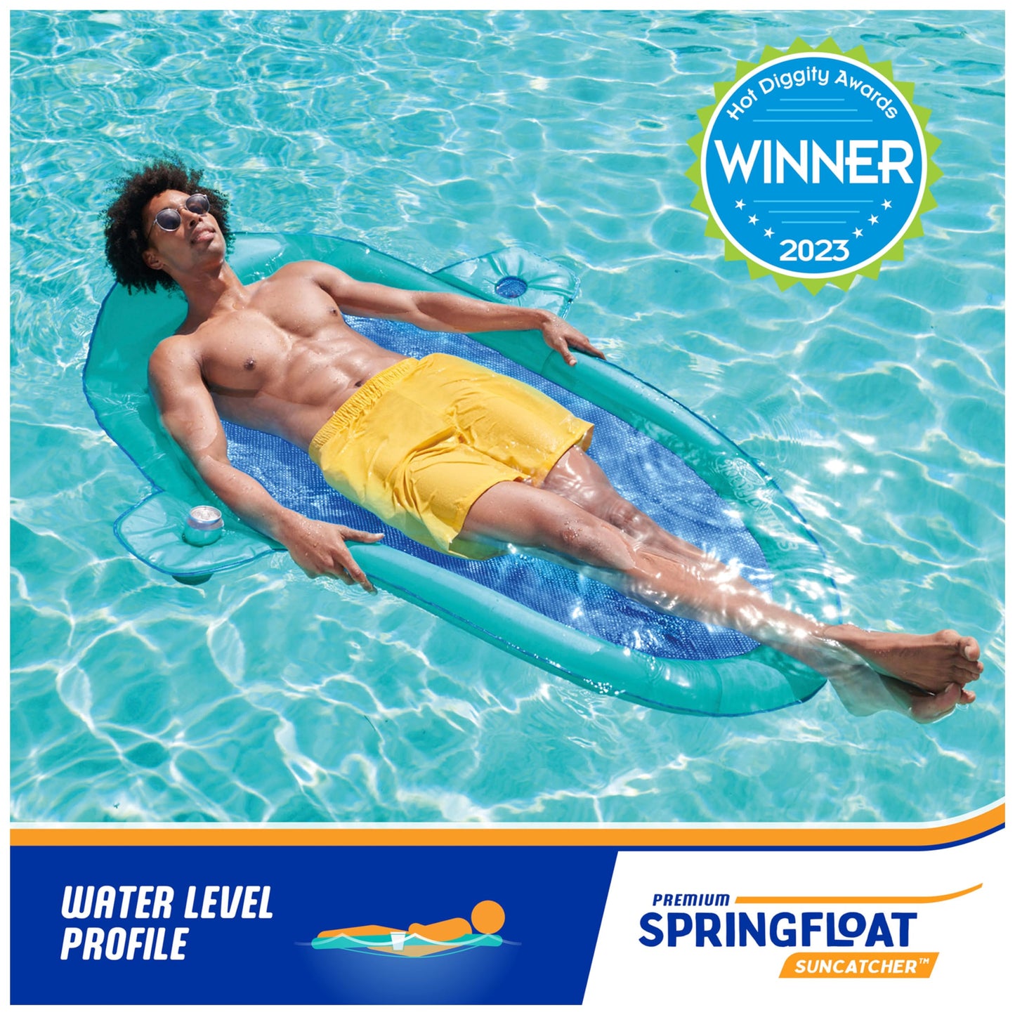 SwimWays Spring Float SunCatcher Pool Lounger – Aqua, Fast-Inflating Pool Float for Adults