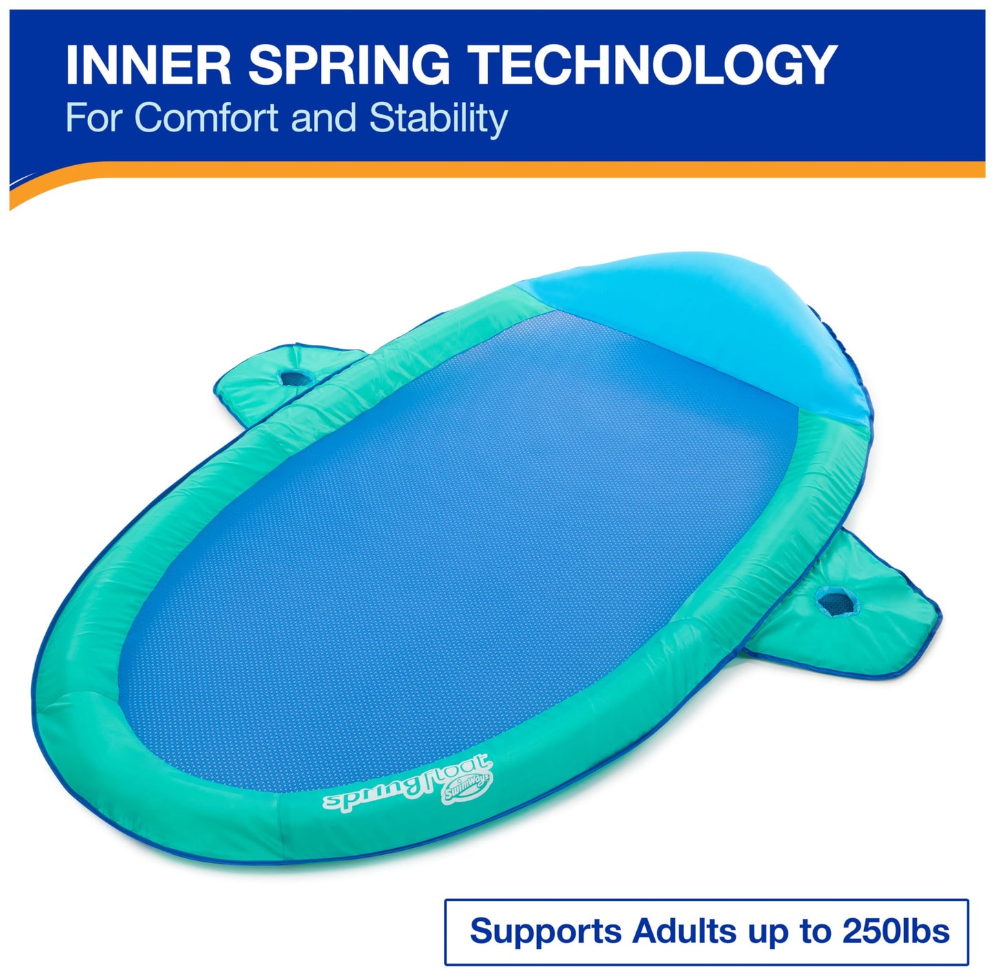 SwimWays Spring Float SunCatcher Pool Lounger – Aqua, Fast-Inflating Pool Float for Adults