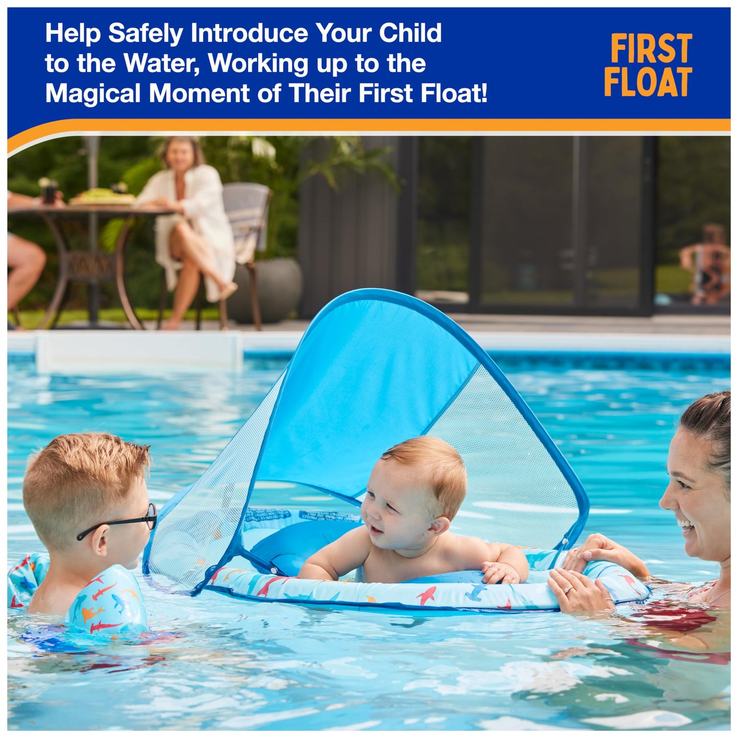 SwimWays Baby Spring Float Shark with Canopy | Safe Water Play for 9–24 Months