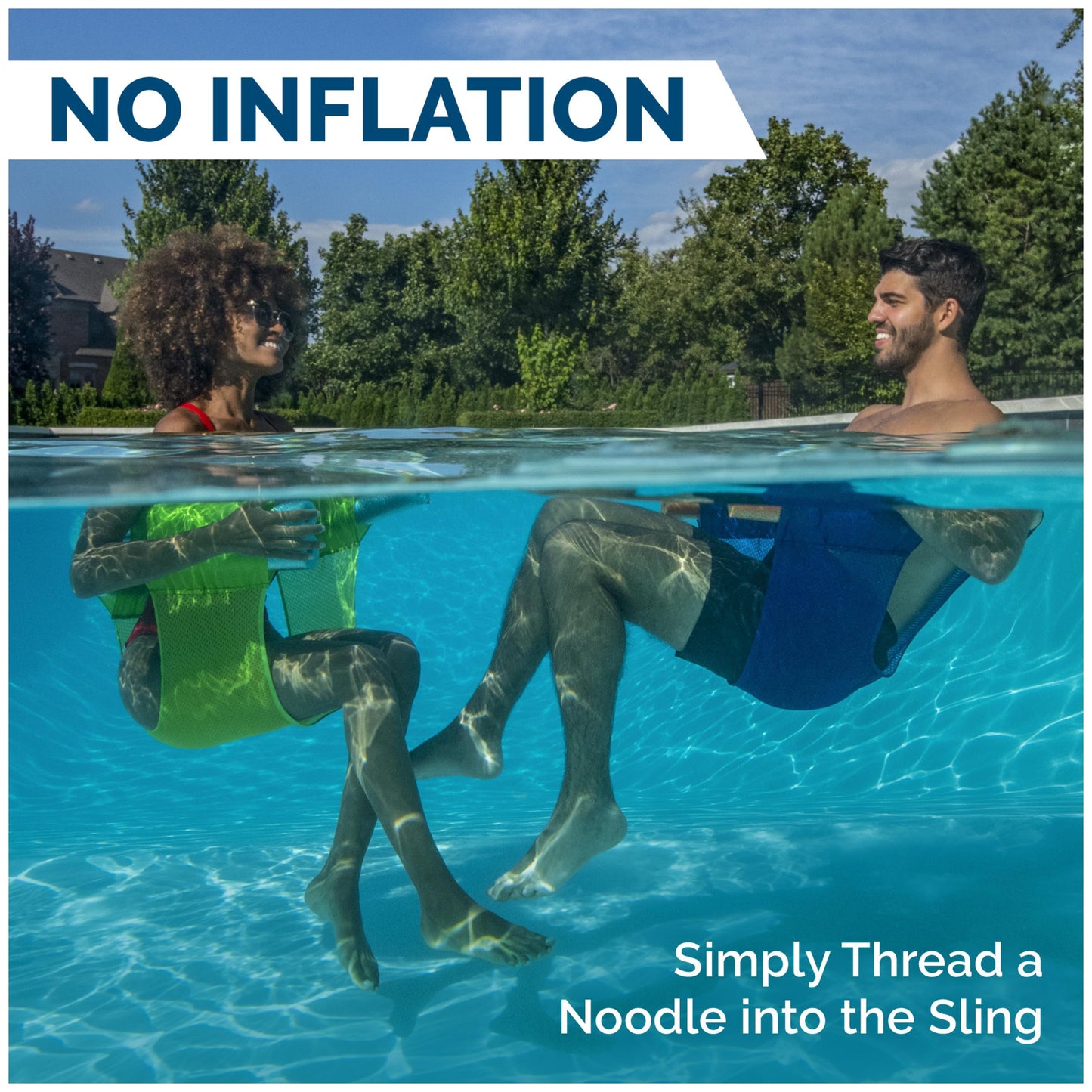 SwimWays Mesh Floating Pool Chair Noodle Slings (4 Pack) – No Inflation Needed