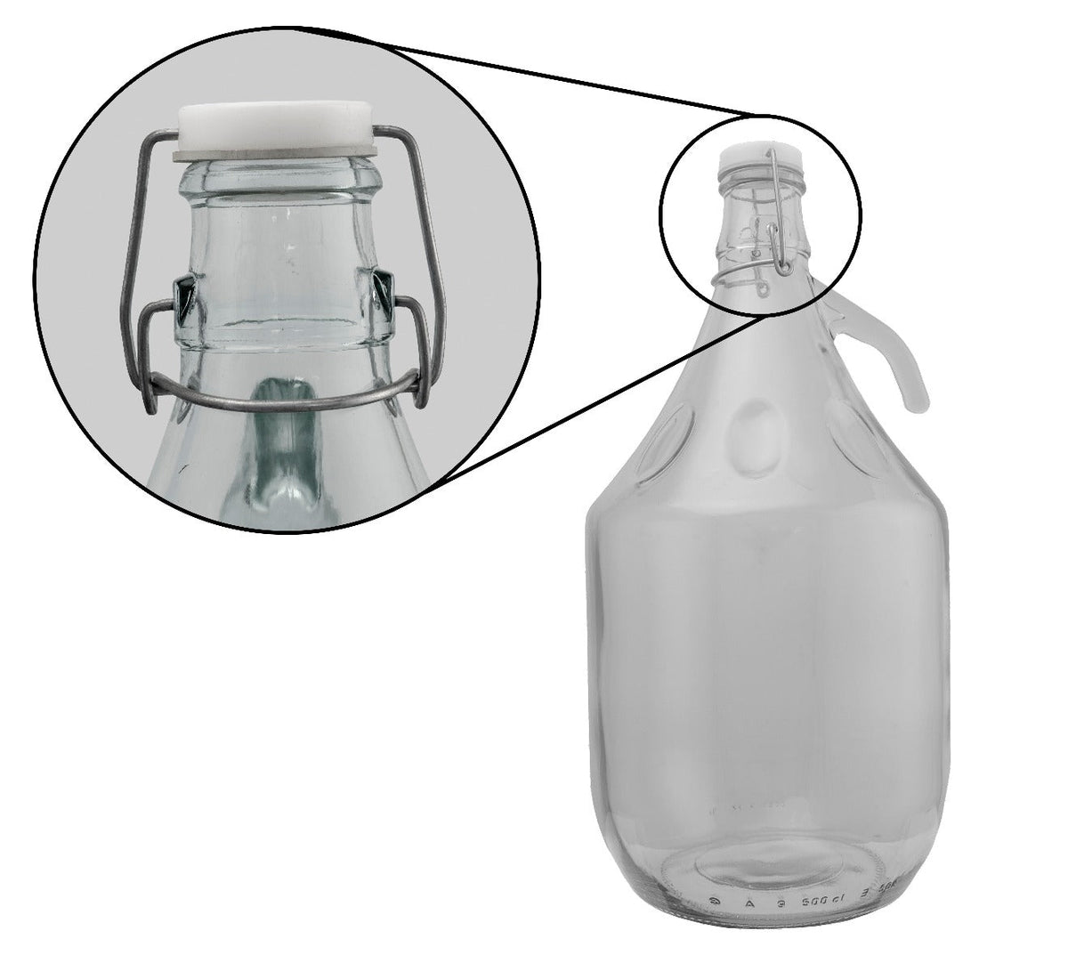Glass Demijohn 5L 2 Pack Swing Top Cap, Airlock & Bung