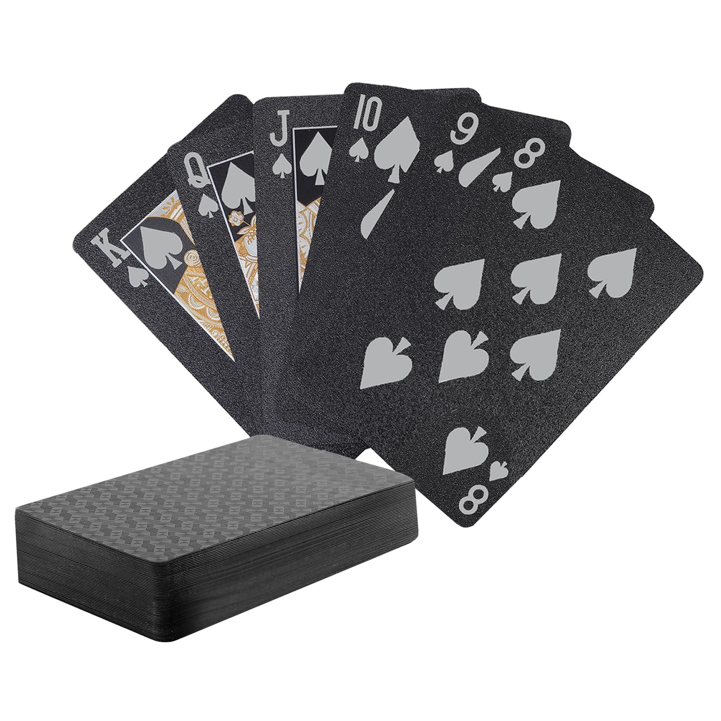 SWINILAYA Black Waterproof PVC Playing Cards – Durable Poker Cards for Party & Family