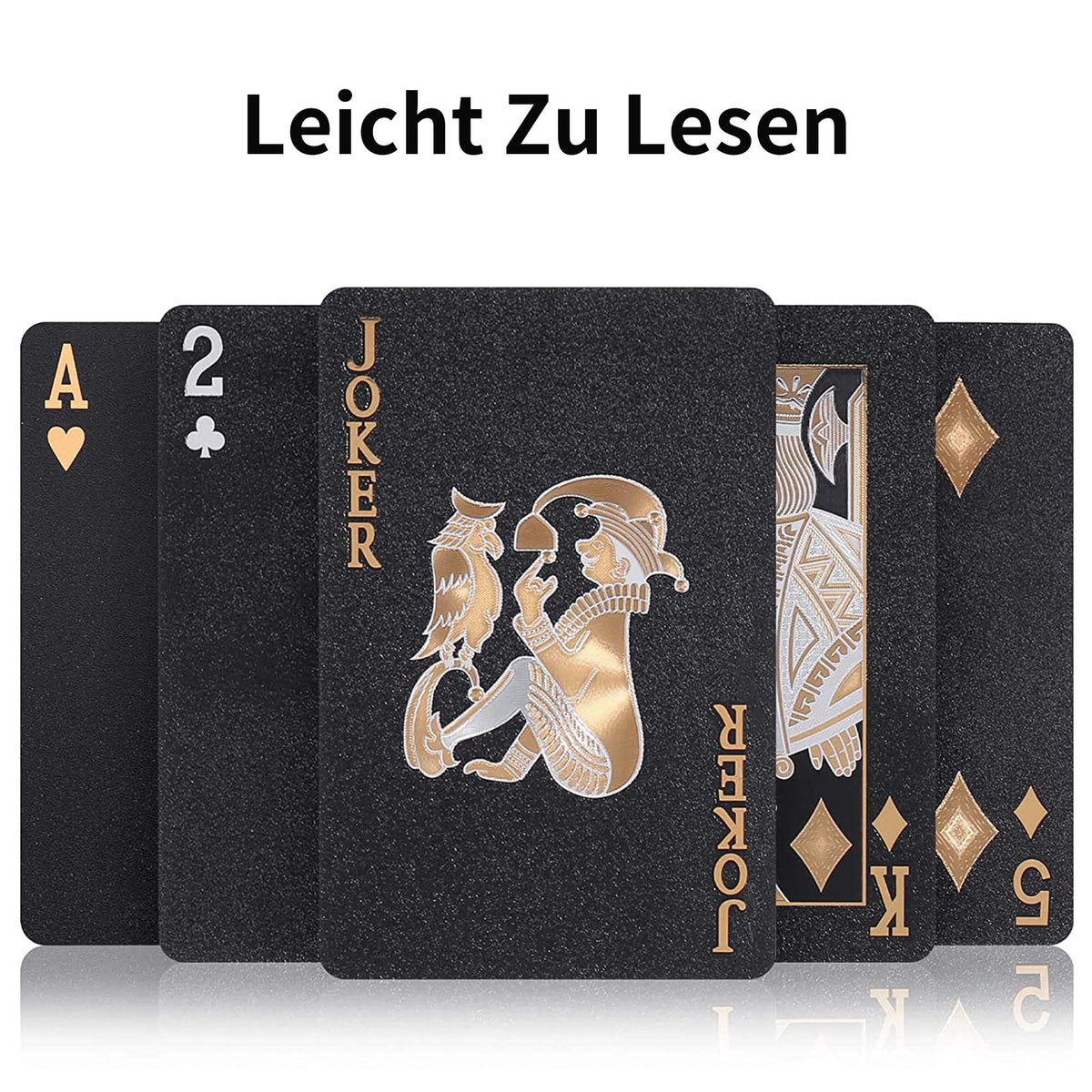 SWINILAYA Black Waterproof PVC Playing Cards – Durable Poker Cards for Party & Family