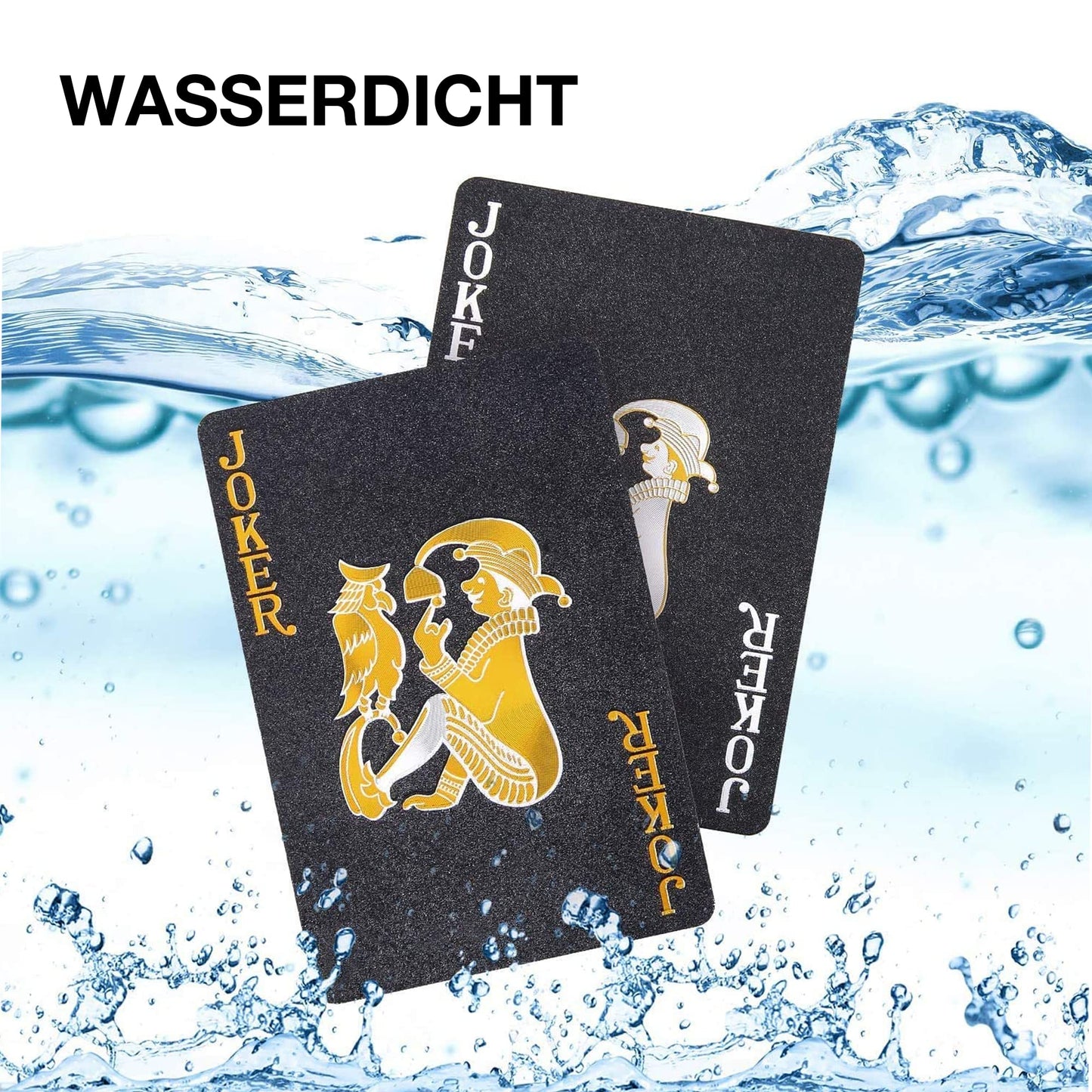 SWINILAYA Black Waterproof PVC Playing Cards – Durable Poker Cards for Party & Family