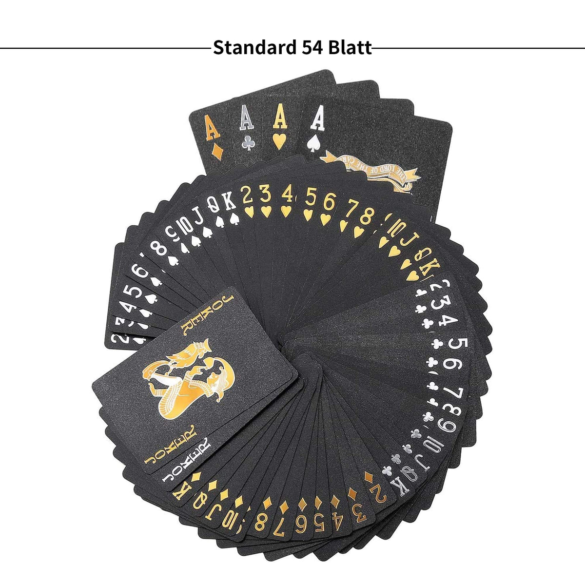 SWINILAYA Black Waterproof PVC Playing Cards – Durable Poker Cards for Party & Family