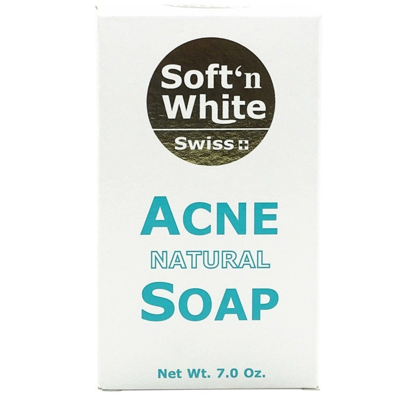 Swiss Soft N White Acne Natural Soap - Blemish Clearing & Skin Clarifying for Acne-Prone Skin 200g/7.05 oz