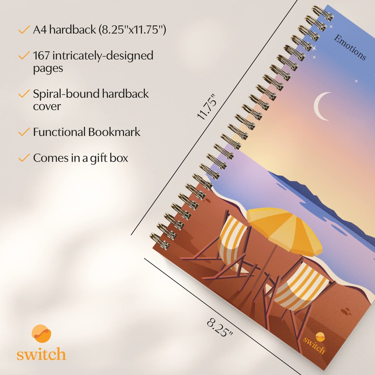 Switch Research Emotions Journal – Self-Care Journal for Women (A4)
