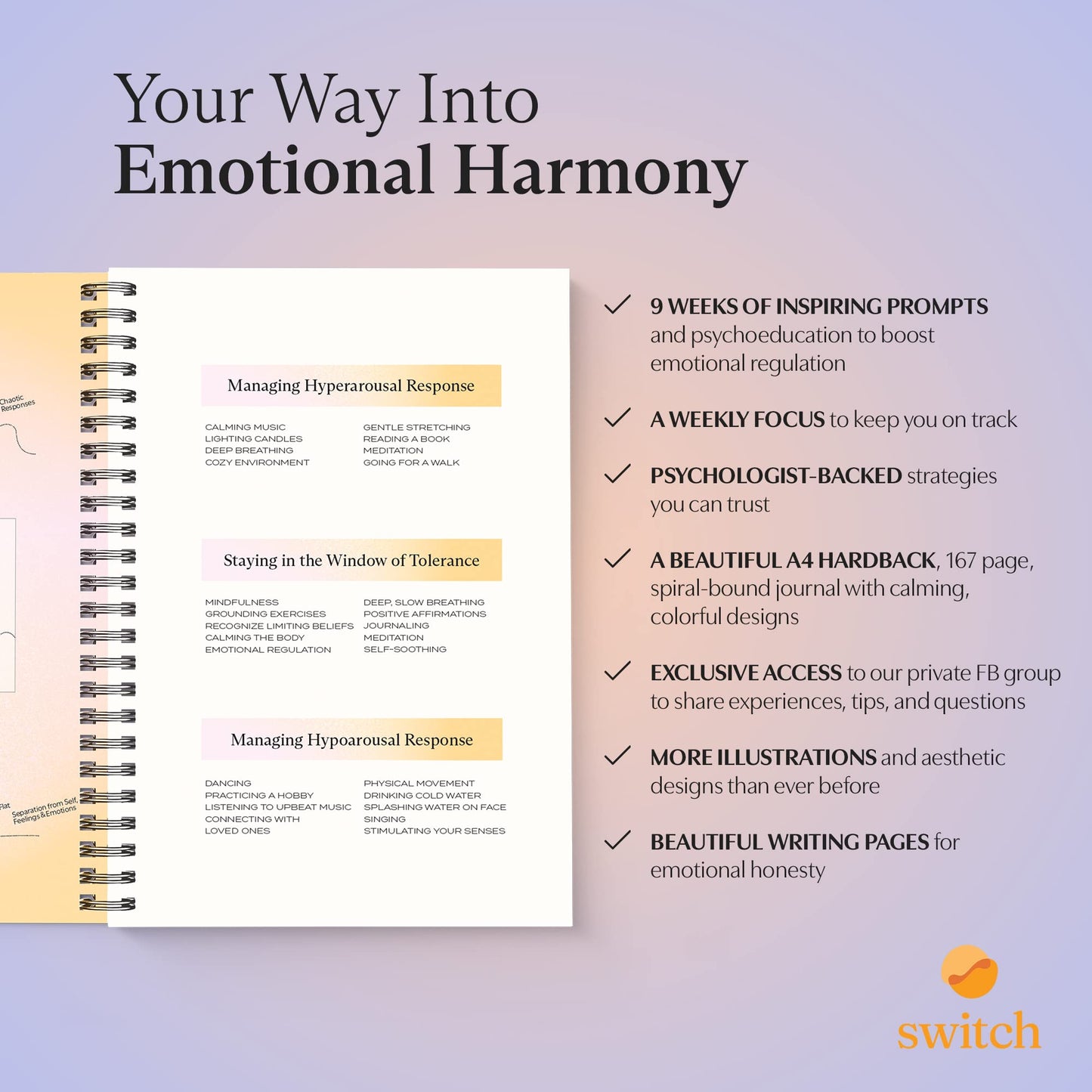 Switch Research Emotions Journal – Self-Care Journal for Women (A4)