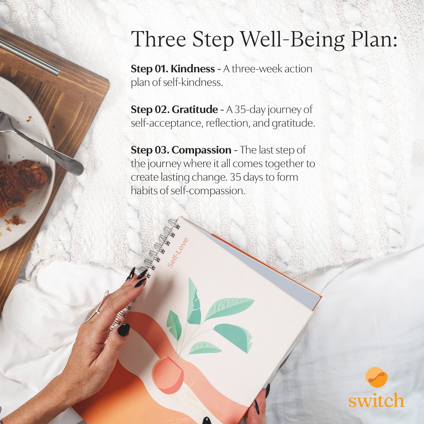 Switch Research Self-Love Journal – Mindfulness & Gratitude Journal for Women | Guided 91-Day Self-Care Notebook