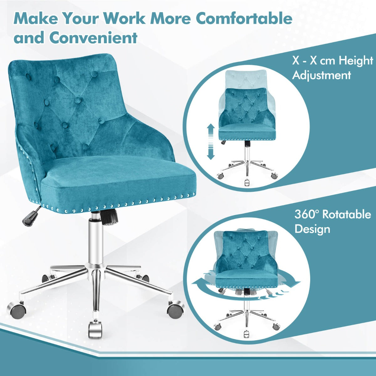 Adjustable 360° Swivel Accent Armchair-Beige