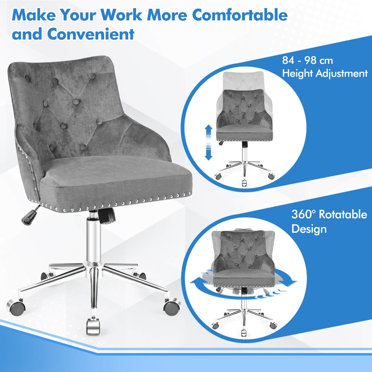 Adjustable 360° Swivel Accent Armchair-Beige