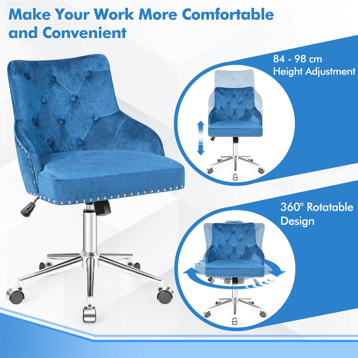 Adjustable 360° Swivel Accent Armchair-Beige