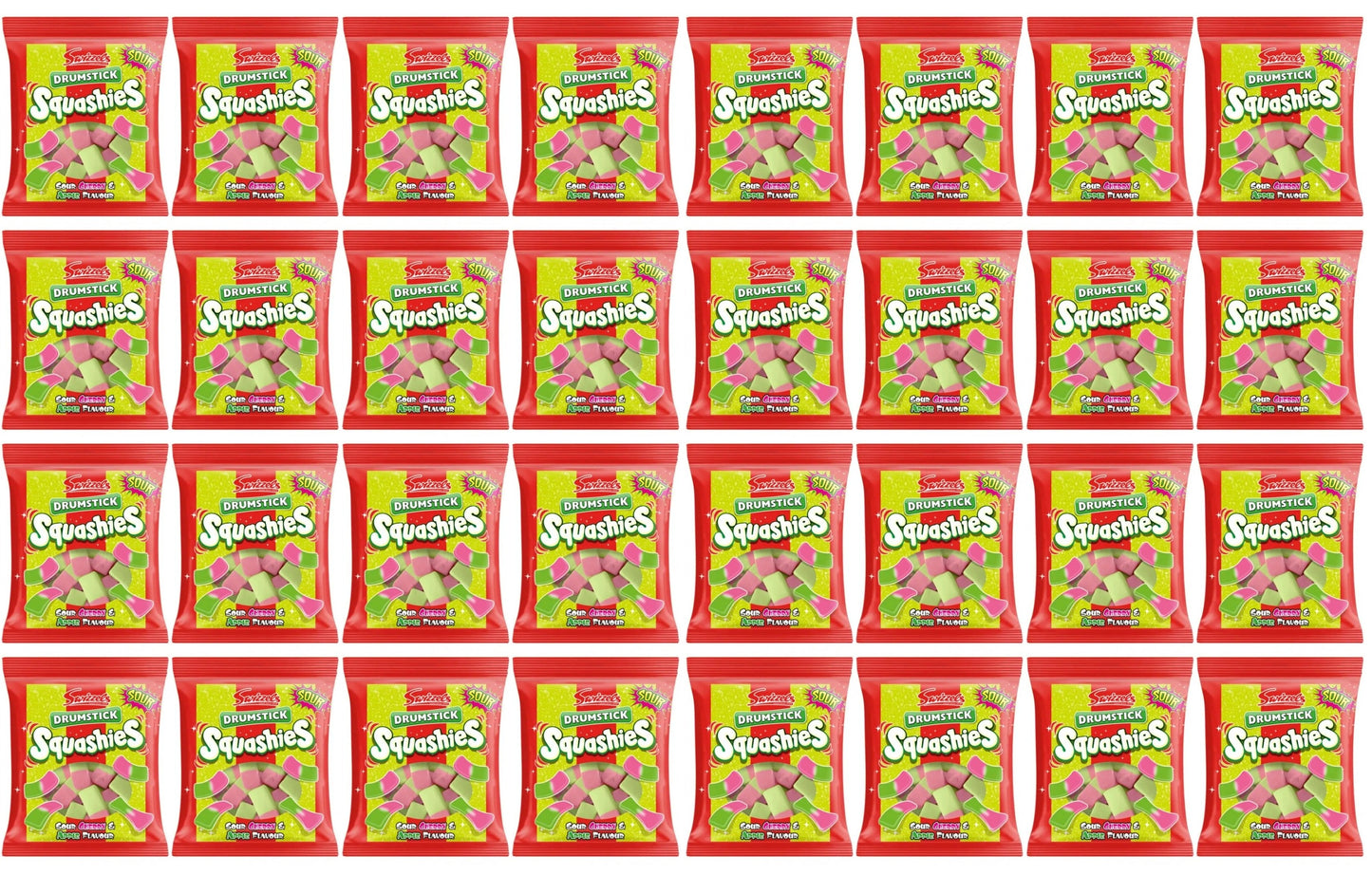 32 x Swizzels Squashies Drumstick Sour Cherry & Apple Flavour 120G