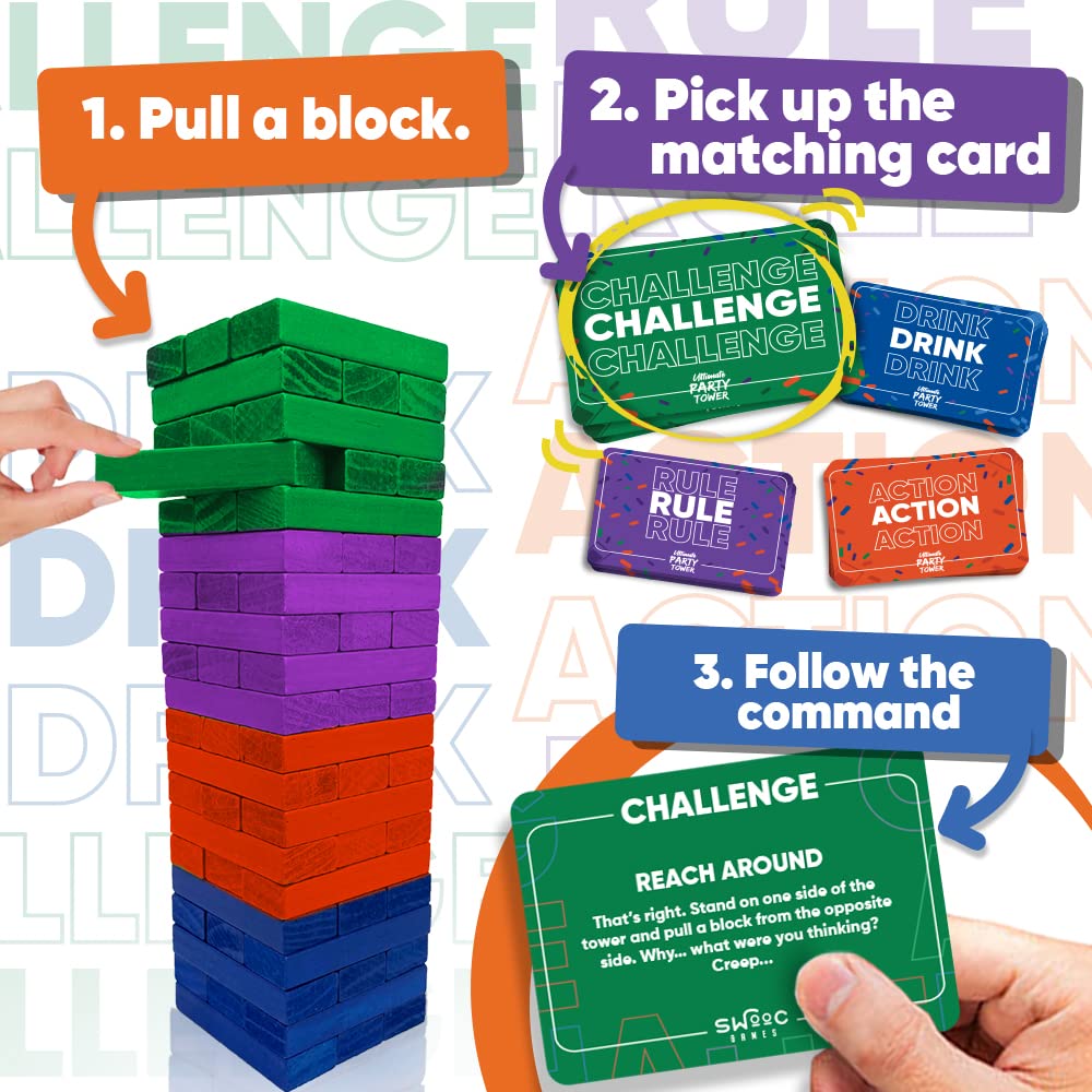 SWOOC Ultimate Party Tower — 100 Commands, 60 Blocks, 1000s of Rule Combos (21+)