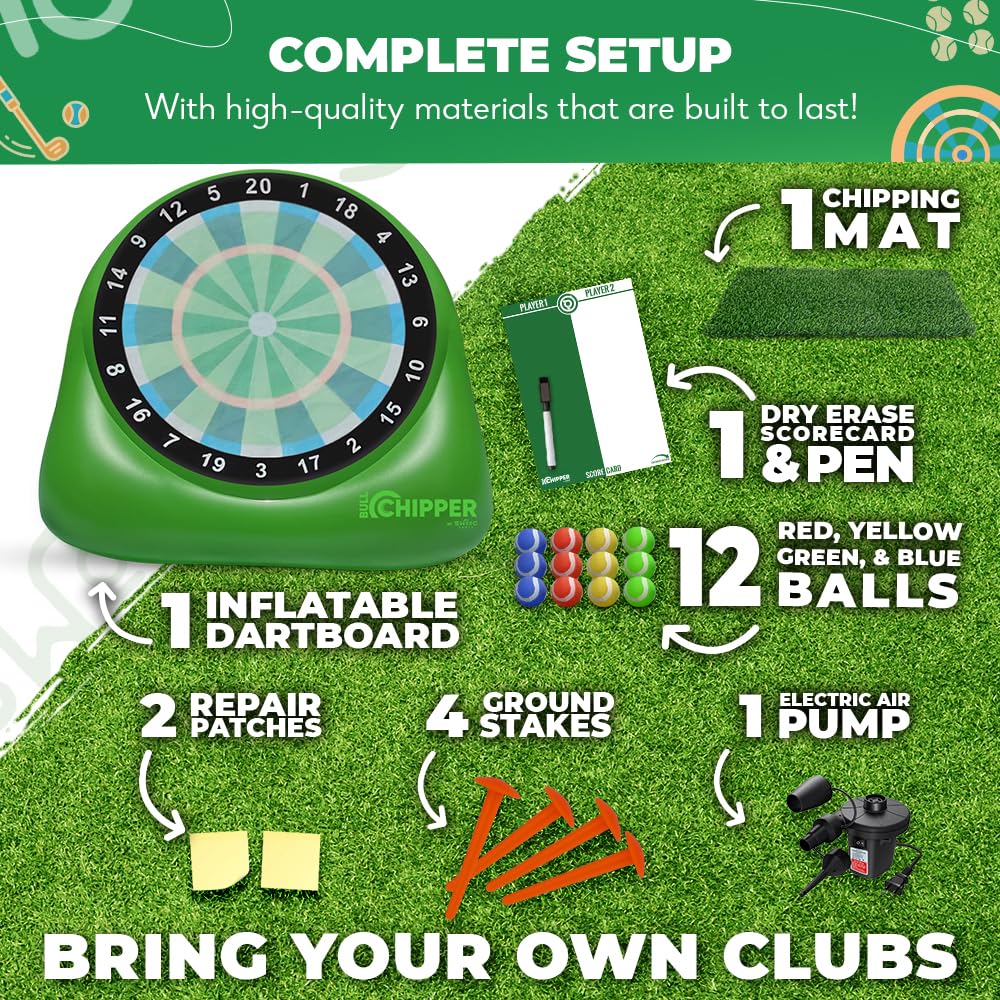SWOOC Bull Chipper Giant Golf Darts | 6ft Backyard Game with 10+ Original Games