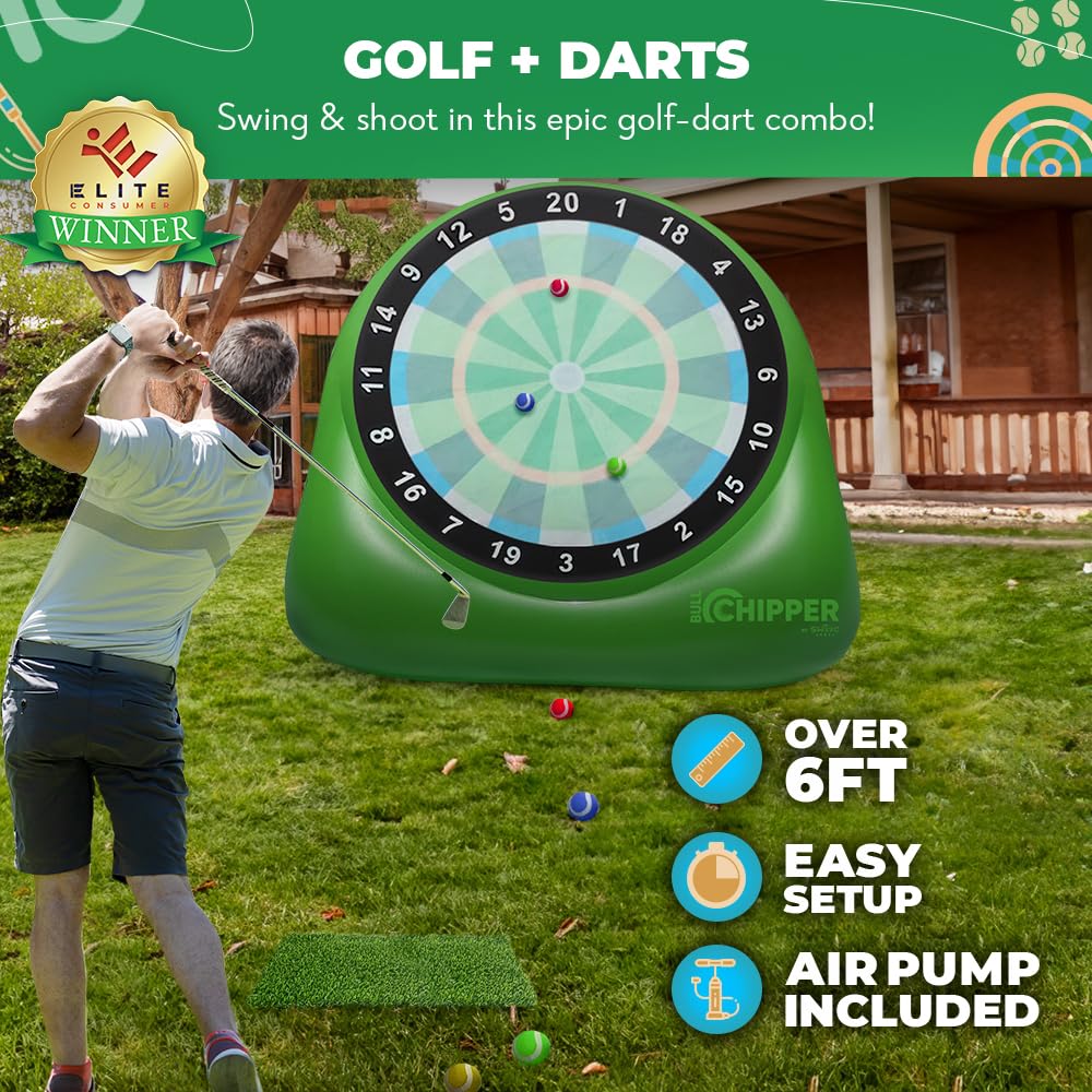 SWOOC Bull Chipper Giant Golf Darts | 6ft Backyard Game with 10+ Original Games