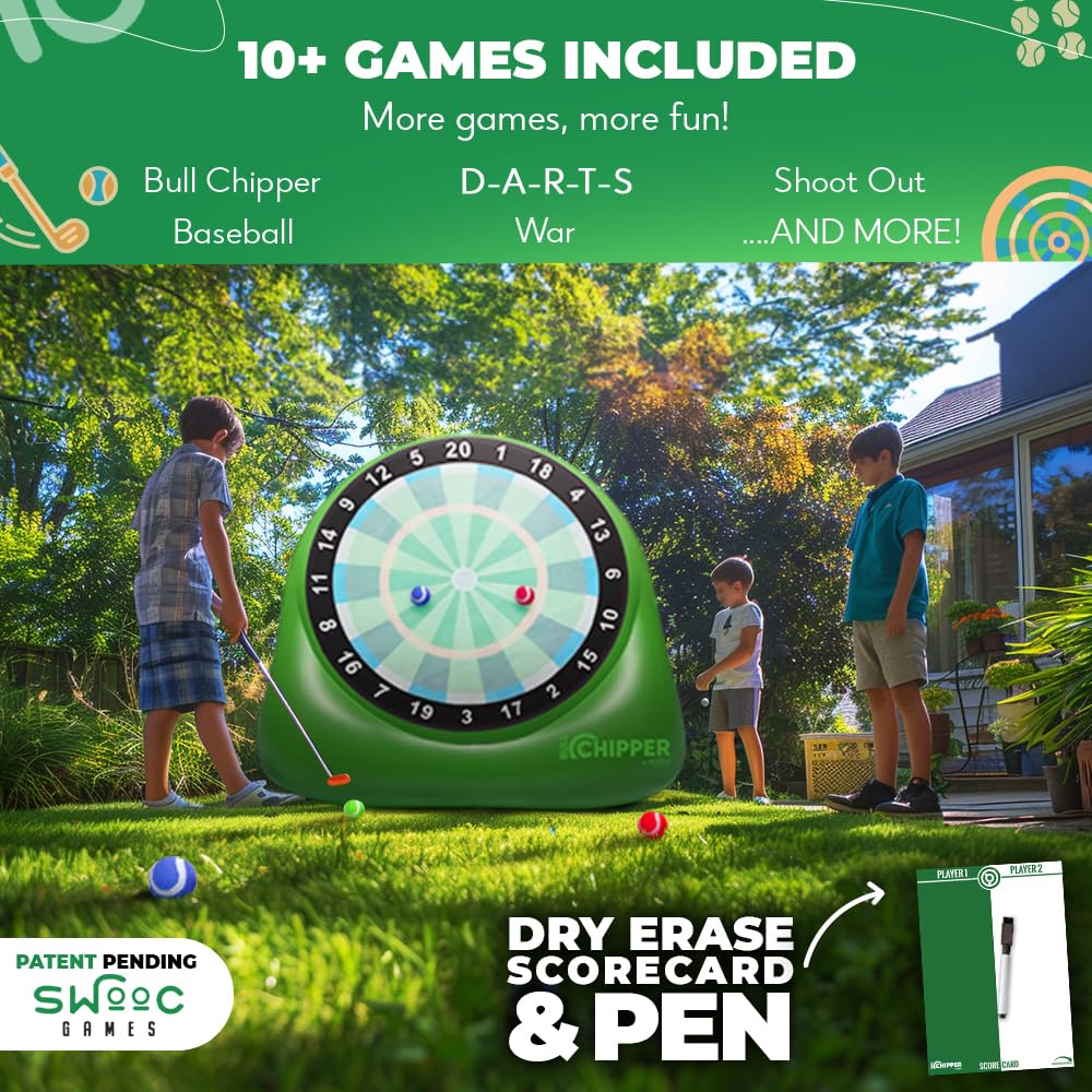 SWOOC Bull Chipper Giant Golf Darts | 6ft Backyard Game with 10+ Original Games
