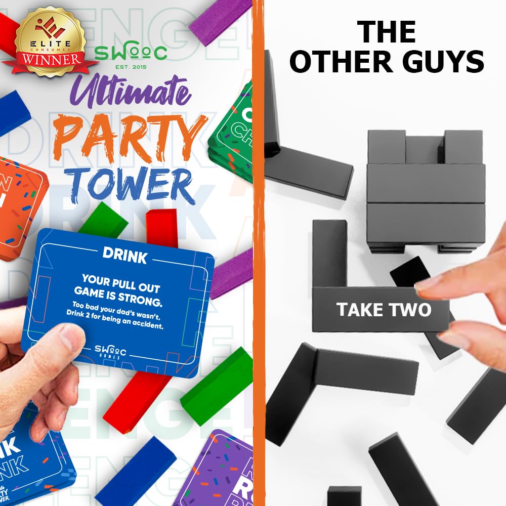 SWOOC Ultimate Party Tower — 100 Commands, 60 Blocks, 1000s of Rule Combos (21+)