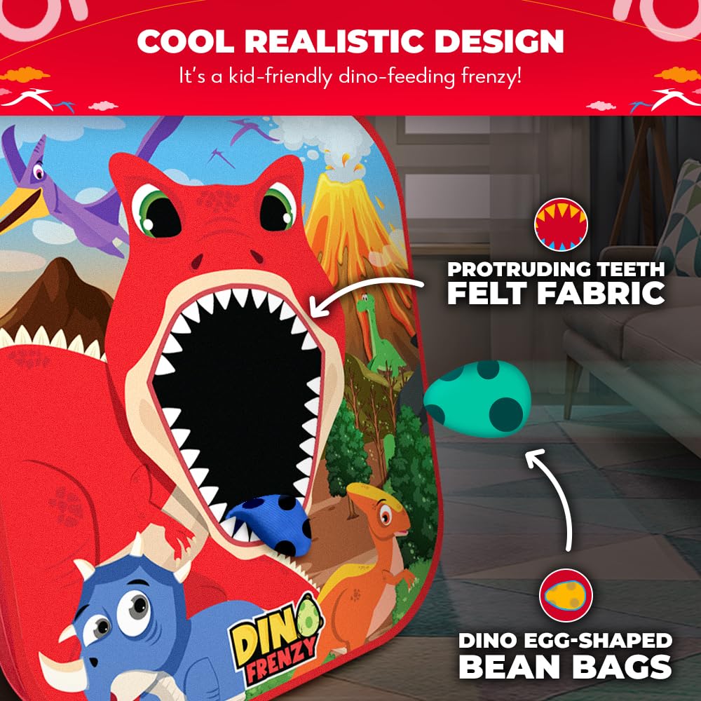 SWOOC Dino Frenzy™ | 2-in-1 Kids Corn Hole Game | 5-Second Setup