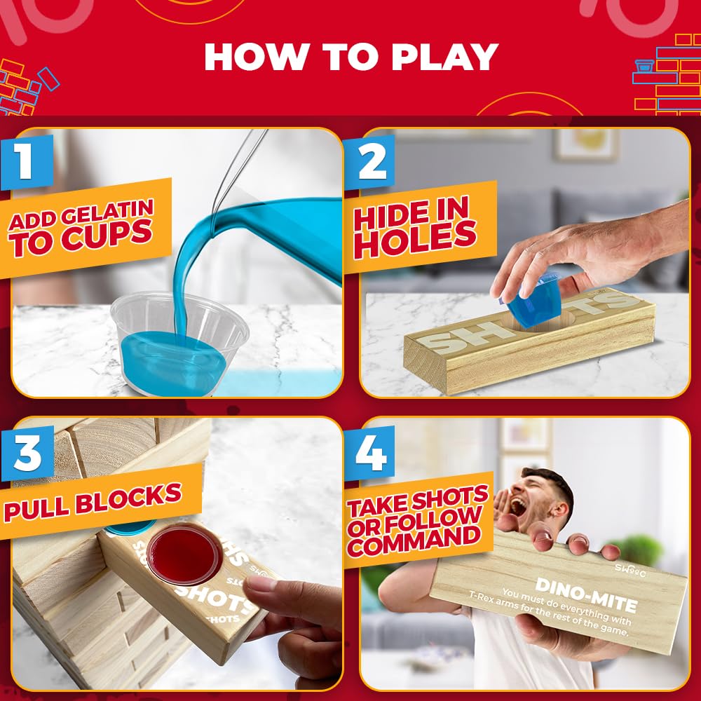 SWOOC Games Giant Tower Party Game with Hidden Jello Shots – Includes Cups, Lids & Carrying Case