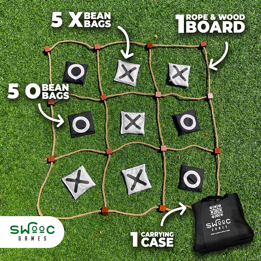 SWOOC Games Giant Tic Tac Toe – 3ft x 3ft Outdoor Yard Game